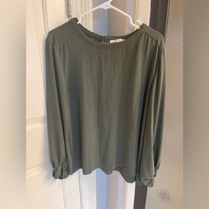 Loft Olive Green Long Sleeve Top - Size XL